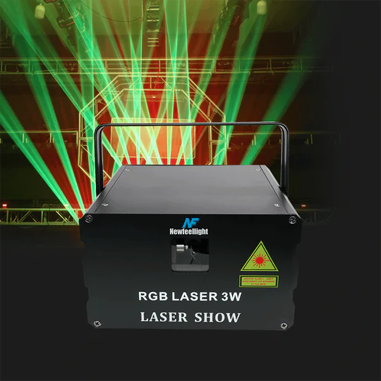 ClubLamps F9 Series Pro Stage Lighting Laser Side View with Safety Lock and Cooling Fins
