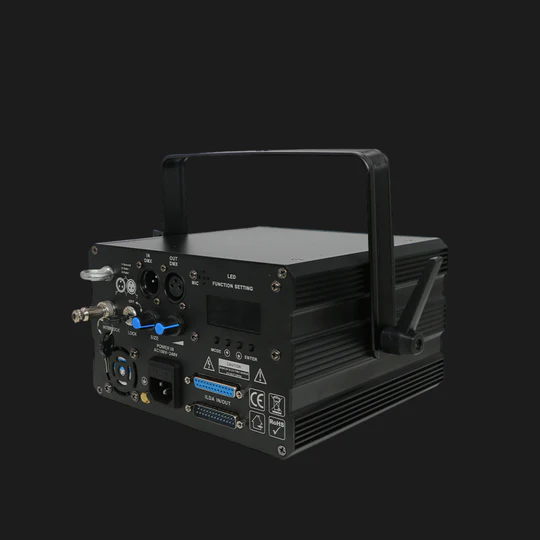 ClubLamps F9 Series Pro Stage Lighting Laser Side View with Safety Lock and Cooling Fins