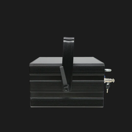 ClubLamps F9 Series Pro Stage Lighting Laser Side View with Safety Lock and Cooling Fins